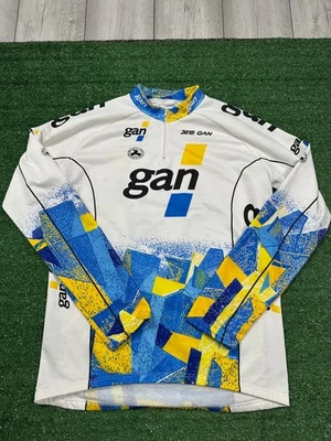 Vintage 1990's GAN Cycling Team Jersey | Mens Adult XXL 3XL | White & Blue Top - Image 1 of 4