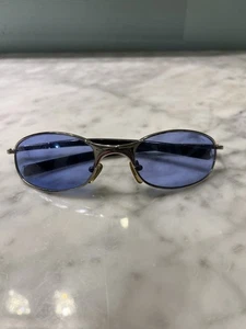 Oakley C Wire Metallgestell Vintage Sonnenbrille silbernes Gestell blau/grüne Originalgläser - Bild 1 von 9