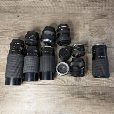 Lote de lentes de cámara de 35 mm Sears Misc fabrica 10 lentes y convertidores Foto 1 de 4