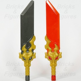 LEGO Ninjago Reveal Blade Weapon Part Sword Red & Grey Dragon Head Hilt 7268