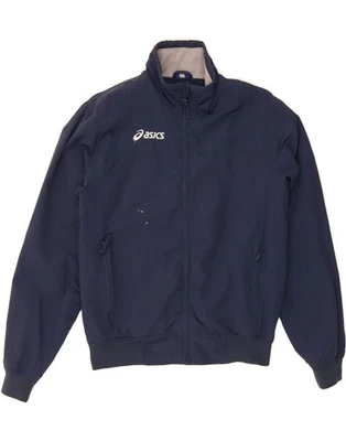 ASICS Mens Bomber Jacket UK 36 Small Navy Blue Nylon DT93 - Image 1 of 4