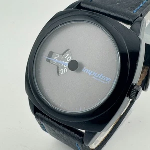 Impulse Steinhausen Quartz Watch Men Black Jump Hour Leather Analog New Battery - Picture 1 of 6
