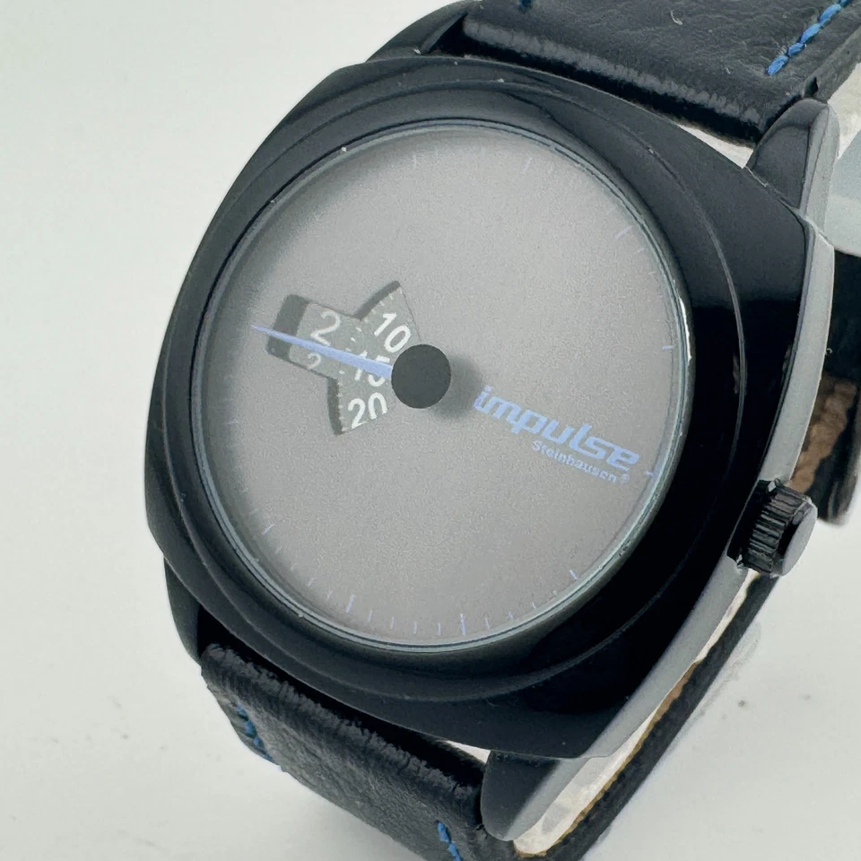 Impulse Steinhausen Reloj de Cuarzo Hombre Negro Jump Hour Cuero Analógico Batería Nueva Foto 1 de 4