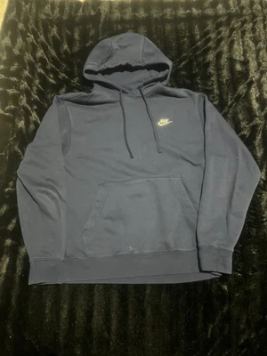 Nike Para Hombre Grande Azul Marino Ropa Deportiva Club Polar Sudadera con Capucha Pullover Sudadera L Foto 1 de 4