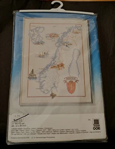 Kit Punto de Cruz Mapa de Noruega - Alta Calidad por OOE Dinamarca Nuevo 22 x 29 Nuevo - Imagen 1 de 15