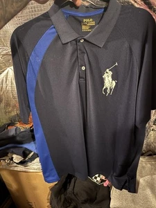 Polo Ralph Lauren Para Hombre Mediano Azul Big Pony Rayas Rendimiento XL - Imagen 1 de 5