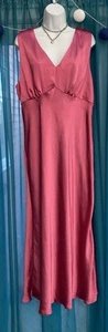 Ladies Satin Pink Empire Summer Evening Dress, Back Tie, Very, Size 20:vgc - Picture 1 of 13