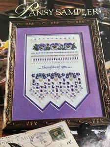 Pansy Sampler Counted Cross Stitch Pattern Magazine Pages - Picture 1 of 3