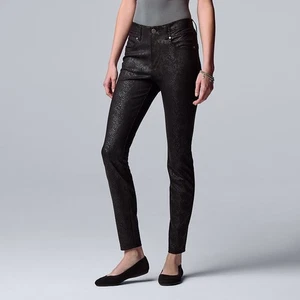 Simply Vera Wang Skinny Ponte Knit Pants Womens XL Black Snakeskin Print NEW - Picture 1 of 10