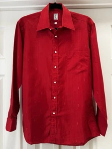 Camisa de Vestir YSL Rara Vintage Años 70’s Clásica Roja Abotonada Retro Para Hombre 15 1/2. - Imagen 1 de 10