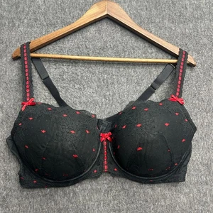 Cacique BH 42DD Boost Balconette schwarz rot Blumen gepolstert Bügel - Bild 1 von 9