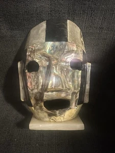 Mayan Aztec Abalone Shell Ceremonial Death Mask Folk Art Shiny Ornate - Picture 1 of 2
