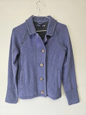 Chaqueta para mujer Prana talla XS azul lana mezcla algodón cuello bolsillo abotonada Foto 1 de 4