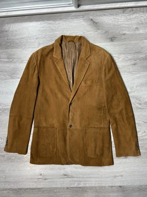 Blazer BALMAIN Cabra Gamuza Marrón Chaqueta de Cuero RARA Talla 52 De Colección Foto 1 de 4
