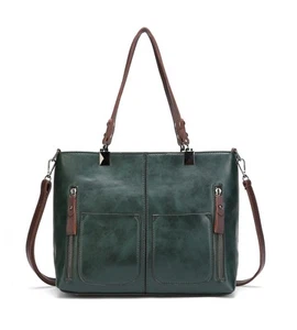Vintage Leather Tote Bags for Women Large Capacity Zipper Top-handle Bag Ladi... - Picture 1 of 6