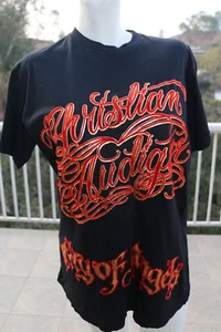 S Christian Audigier Shirt T-Shirt Tee Black Red Logo Small NWT New With Tags - Picture 1 of 8