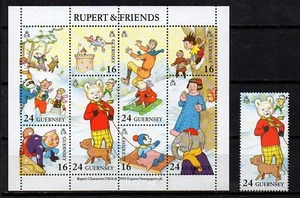 GUERNSEY, SCOTT # 509-510, MNH SET - SHEET WITH STAMP RUPERT BEAR & FRIENDS 1993 - Picture 1 of 1