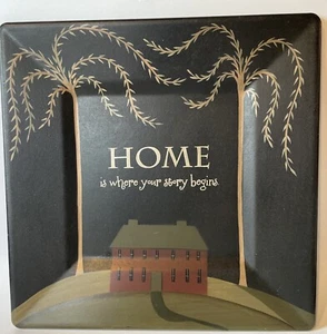 Primitive Square Plaque “Home is where your story begins” Decor Sabrina Wingren - Picture 1 of 5