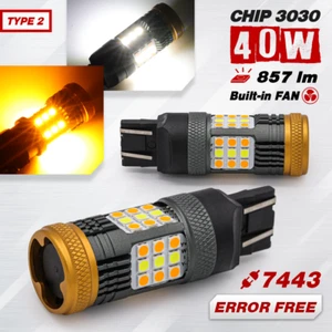 7443 Canbus LED Switchback White-Amber for Front Turn Signal Lights TYPE 2 - Picture 1 of 8