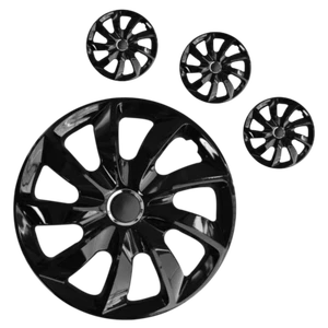 4x Wheel Trims Hubcaps Universal 16" Wheel Cover Hub Caps Trim 16 Inch BLACK STG - Picture 1 of 2