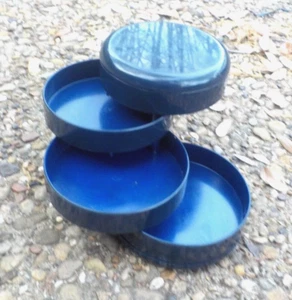 Vintage INTERDESIGN Plastic Swivel Desk Jewelry Trinket Holder NAVY- USA w/Top - Picture 1 of 22