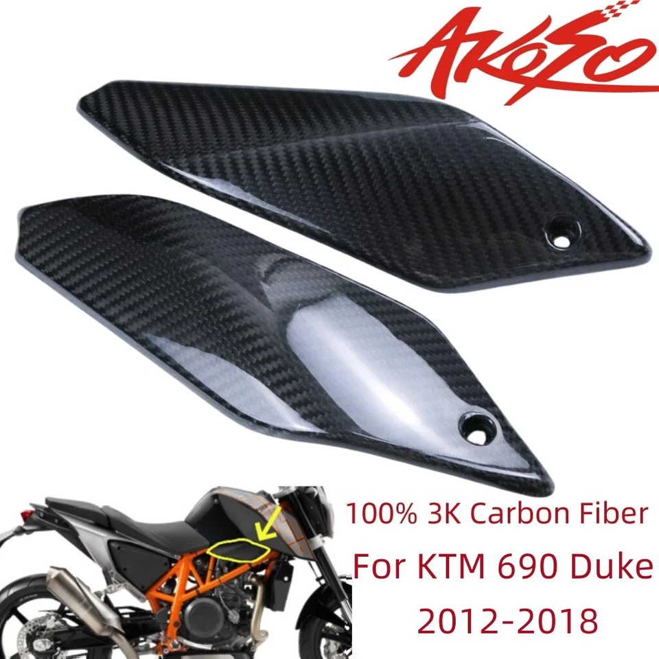 Panel de cubierta de cuadro medio lateral de tanque Duke 2012-2018 fibra de carbono real para KTM 690  Foto 1 de 4