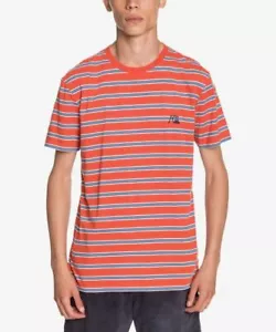 MSRP $35 Quiksilver Red & Blue Stripe Logo Crewneck Tee Size XXL - Picture 1 of 1