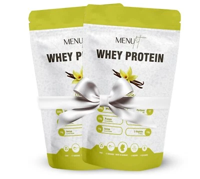 Menufit - Premium Whey Protein Pulver 1000g Vanilla, Eiweißpulver 2x500g