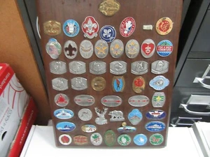 Pfadfinder Wanderstock Medaillon Sammlung, 49 Diff auf Holzplakette - Bild 1 von 3