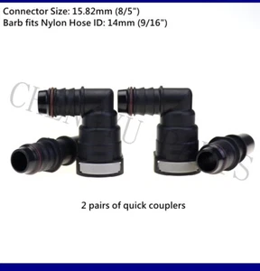 2 Pair Hose ID=14mm 9/16" 15.82mm 5/8"in ELBOW Fuel Line Quick Connector Release - Picture 1 of 6
