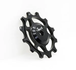 SwishTi Puleggia Deragliatore 12T Nera per Bicicletta Stretta-Larga Oversize Completamente CNC - Foto 1 di 8