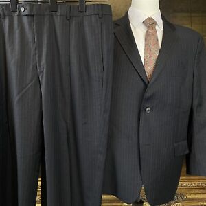 S. Cohen Performance 46S 40 x 28 2Pc Gray Pinstriped Wool 2Btn Suit
