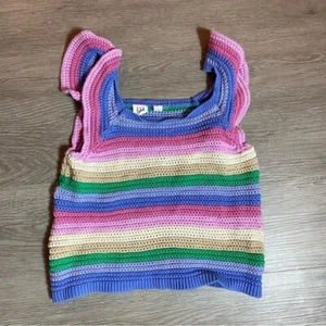 Gap Kids Girls Large Knit Tank Top Flutter Sleeve Square Neck Pastel Rainbow - Picture 1 of 5