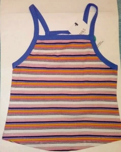 New Marks And Spencer Pink Mix Striped Summer Vest Top Age 7-8 Yrs height 128cm - Picture 1 of 3