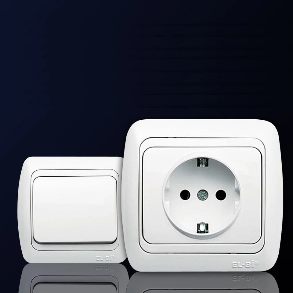 Steckdose, Steckdosen, Abdecksteckdose, mit Kindersicherung Schuko EL-BI TUNA