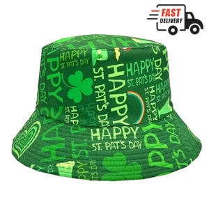 St Patricks Day Fischerhut Druck Irland irisches vierblättriges Kleeblatt Heiliger - UNISEX - Bild 1 von 2