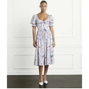 Hill House The Ophelia Midi Dress in Sea Creatures Medium Short Sleeve V-Neck - Picture 1 of 8