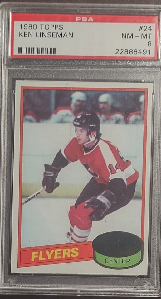 1980 Topps Hockey PSA 8 #24 Ken Linseman Philadelphia Flyers 22888491 Unscratchd - Image 1 of 2