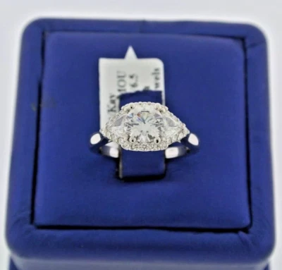 Montaje de compromiso de diamantes Scott Kay de oro blanco de 14 k de 1,50 quilates corte redondo y trillón Foto 1 de 4