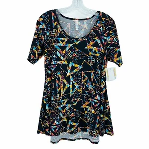 New Lularoe Women's Size XS Geometric Print Perfect T Short Sleeve Shirt Blouse - Picture 1 of 7