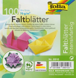Papel Plegable FOLIA 10x10cm 100 Hojas Origami 65g/m² Hojas Plegables 10 Colores - Imagen 1 de 1