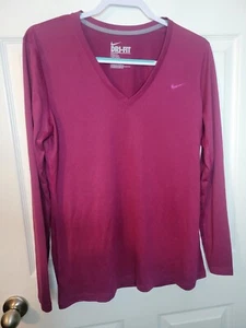 Nike Dry Fit Large Top Long Sleeve Pullover V Neck Dri Fit - Picture 1 of 5