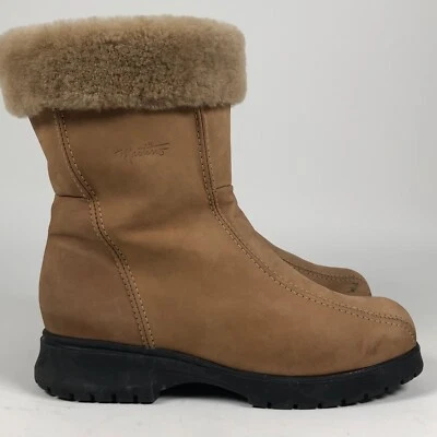 Botas de invierno Martino para mujer talla 9,5 D de cuero marrón forradas de piel de oveja con cremallera Foto 1 de 4