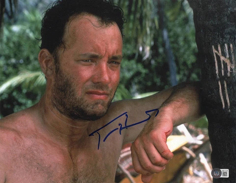 L@@K TOM HANKS SIGNED AUTOGRAPH CAST AWAY 11X14 PHOTO BAS BECKETT COA WILSON Cover