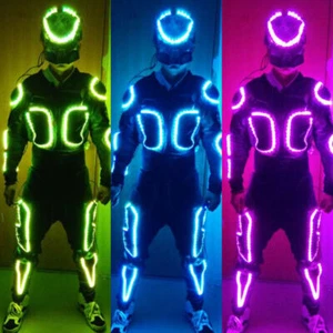 7Colors RGB LED Light Luminous Dance Ballroom Prop Rechargeable Mask Robot Suit - Bild 1 von 11