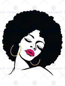 PAINTING DRAWING WOMAN WITH AFRO HAIRSTYLE LIPSTICK ART PRINT POSTER MP3887B - Picture 1 of 2