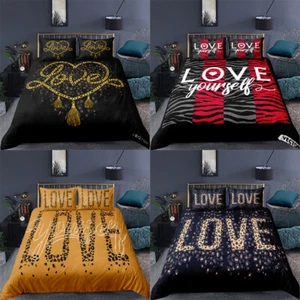 Luxury Love Heart 3PCS Bedding Set Duvet Cover Comfort Queen King Bedroom Decor - Picture 1 of 9