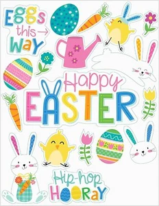 Happy Easter Spring Holiday Theme Party Window Decoration Vinyl Window Clings - Picture 1 of 1