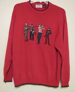 Mens North Wales Sportswear Red Sweater with 4 Golfer design on front, SZ Large - Imagen 1 de 8