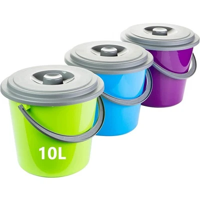 10L Eimer mit Deckel Set 3er - Putzeimer Haushaltseimer Made in EU Lebensmitt... - Bild 1 von 2